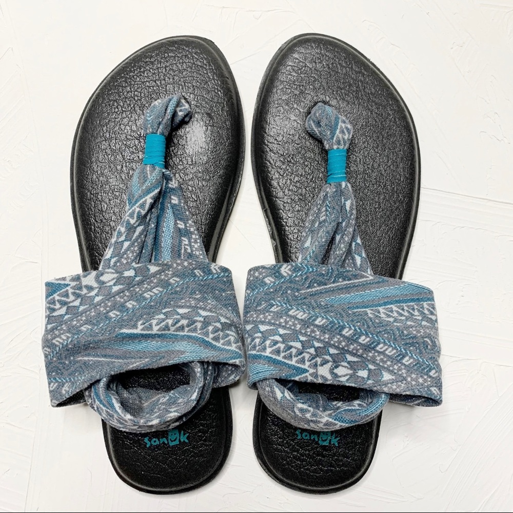 Sanuk Yoga Sling Sandals Blue Print Sz 9